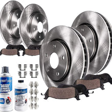 Detroit Axle - All (4) Front and Rear Disc Brake Kit Rotors w/Ceramic Pads w/Hardware & Brake Kit Cleaner & Fluid for 2001 2002 2003 Toyota Highlander 4WD