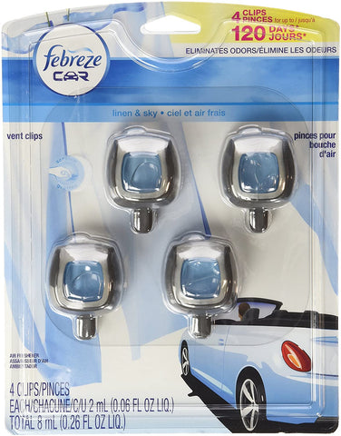 Febreze Car Vent-Clip Air Fresheners - 4 Pack (Linen & Sky)0.06 FL.OZ