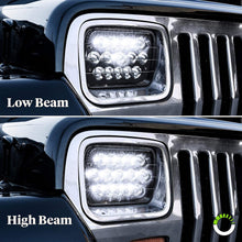 7x6 5x7 LED Headlights H6054 H5054 [Black Finish] [45W] [H4 Plug & Play] [Low/High Beam: 6/15 LEDs] - H6054LL 69822 6052 6053 Head Light for Jeep Wrangler YJ Cherokee XJ