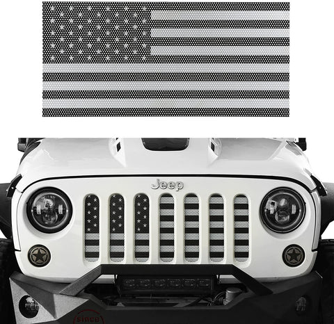 u-Box Front Grille Insert Black & White America Flag Mesh Grille Insert for 2007-2018 Jeep WranglerJK & JKU Unlimited