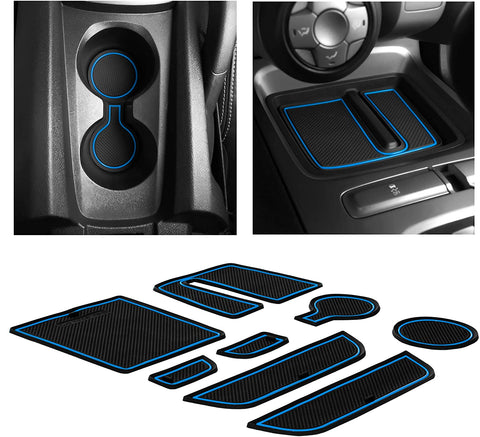 CupHolderHero for Chevy Camaro 2010-2015 Custom Liner Accessories – Premium Cup Holder, Console, and Door Pocket Inserts 8-pc Set (Blue Trim)