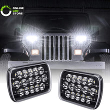 7x6 5x7 LED Headlights H6054 H5054 [Black Finish] [45W] [H4 Plug & Play] [Low/High Beam: 6/15 LEDs] - H6054LL 69822 6052 6053 Head Light for Jeep Wrangler YJ Cherokee XJ