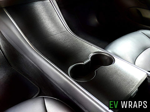 EV Wraps Tesla Model 3 / Model Y Center Console Wrap - Brushed Black Metallic