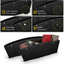 Car Gap Filler 2 Pack - Car Organizer Between Seats & Steady Car Seat Gap Filler for Car Seat Gap Organizer Front seat Leather Interior - Car Organizer Front Seat Black Car Side Pocket with 4 Spacer