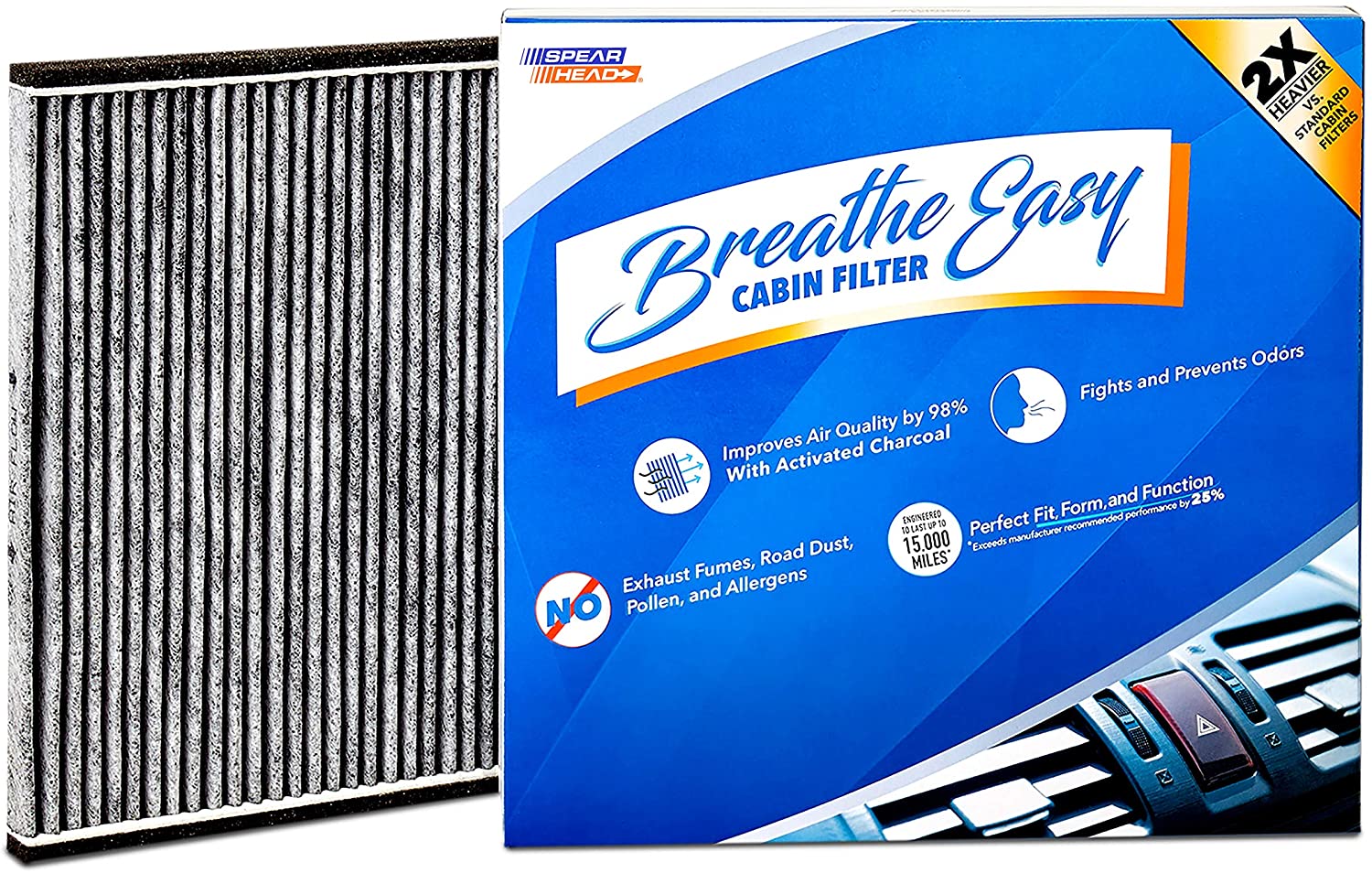 Spearhead Premium Breathe Easy Cabin Filter, Up to 25% Longer Life w/Activated Carbon (BE-285)