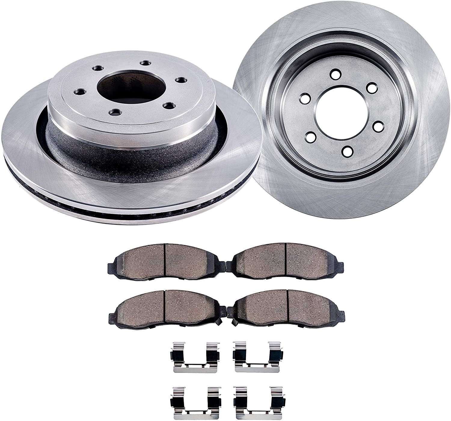 Detroit Axle - Pair (2) Rear Disc Brake Kit Rotors w/Ceramic Pads w/Hardware for 2006-2010 Hummer H3 - [2009-2010 Hummer H3T]