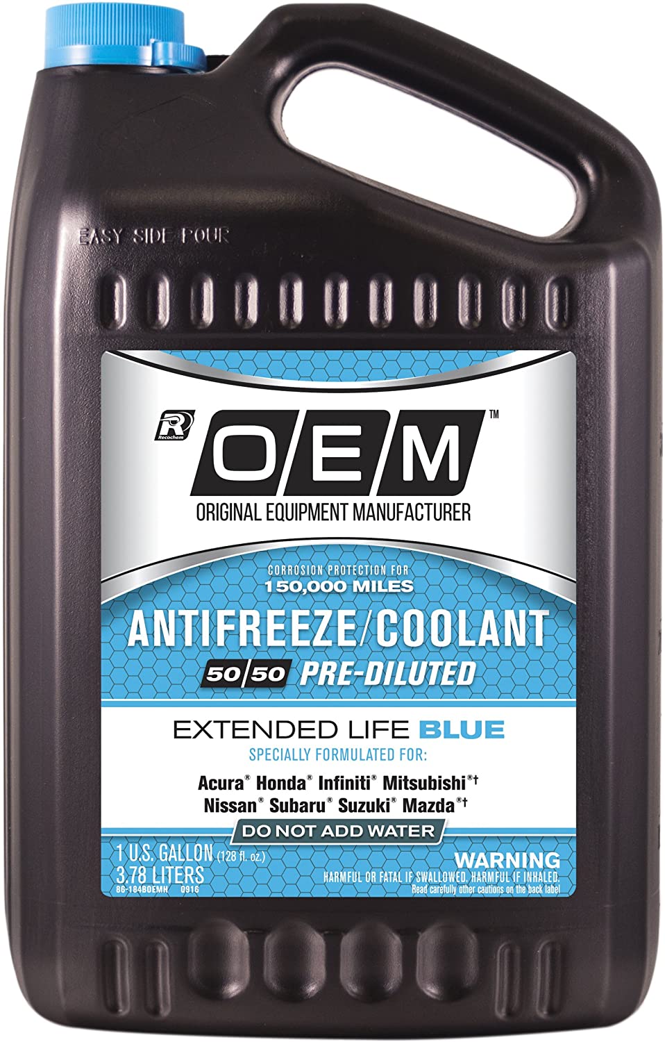 Recochem OEM 86-184BOEMH Blue Premium Antifreeze 50/50 Extended Life BLUE, 1 gallon, 1 Pack