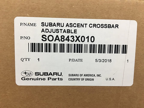Subaru 2019 Ascent Aero Crossbar Roof Adjustable Rack Set New SOA843X010 Genuine