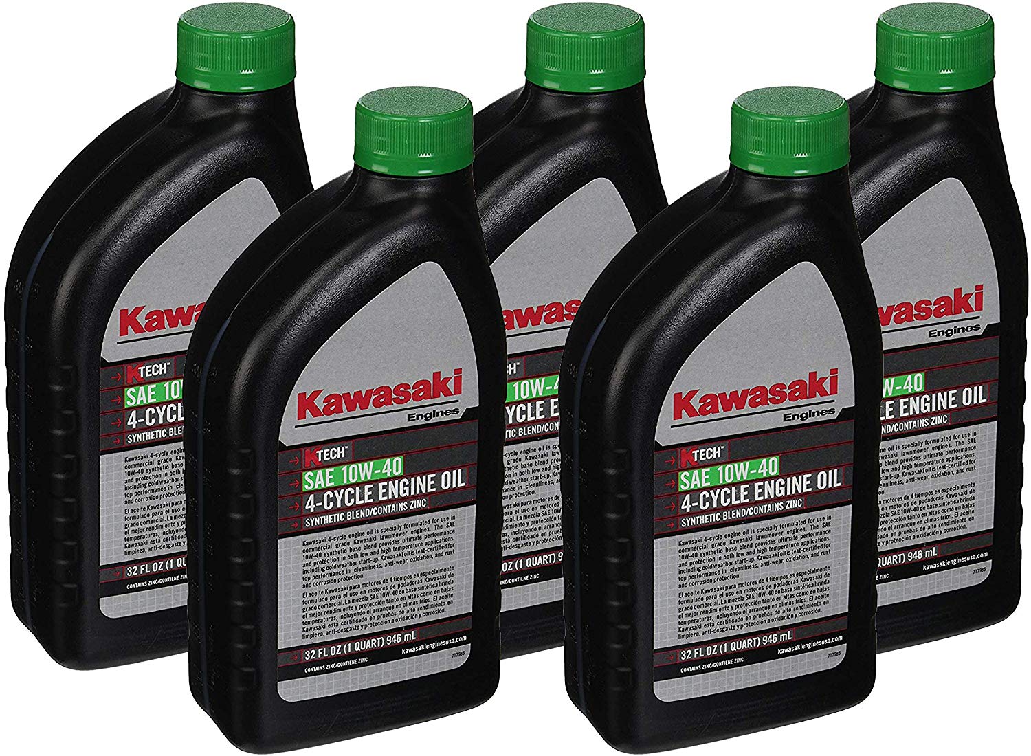 Pack of 5 Kawasaki 99969-6296 Genuine OEM K-Tech SAE 10W-40 4-Cycle Engine Oil