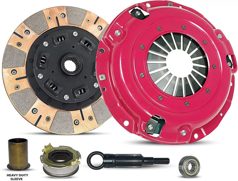 Clutch Kit And Sleeve compatible with Forester Impreza Legacy X Base Premium Touring Outback L H6 L.L. Bean VDC Sedan Wagon 1996-2012 2.0L H4 2.5L H4 3.0L H6 (Dual Facing Disc Stage 2; 15-004R)