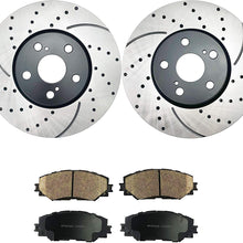 Atmansta QPD10061 Front Brake kit with Drilled/Slotted Rotors and Ceramic Brake pads for 2009 2010 Pontiac Vibe|2010-2017 Toyota Corolla|2009-2013 Toyota Matrix