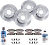 Detroit Axle - 297mm Front and 300mm Rear Disc Brake Kit Rotors w/Ceramic Pads w/Hardware & Brake Kit Cleaner & Fluid for 2006 2007 Buick Terraza/Saturn Relay - [2006-2008 Chevy Uplander]