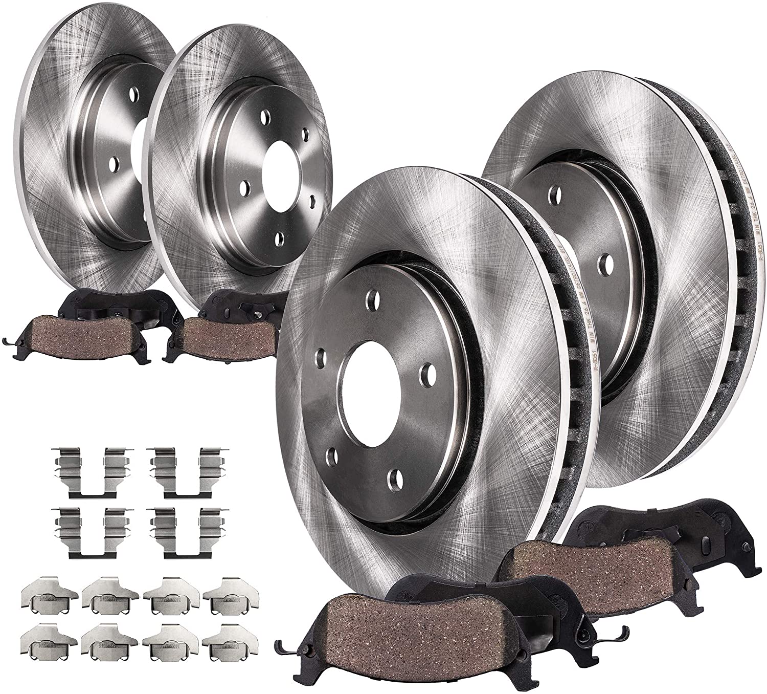 Detroit Axle - Complete FRONT & REAR Brake Kit Rotors & Ceramic Brake Kit Pads w/Hardware fits 2006 2007 2008 2009 2010 Chevrolet Impala - [2006-2007 Monte Carlo]