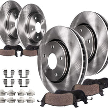 Detroit Axle - All (4) Front and Rear Disc Brake Kit Rotors w/Ceramic Pads w/Hardware for 2000 2001 2002 2003 2004 Chevy Impala/Monte Carlo - [98-99 Olds Intrigue]