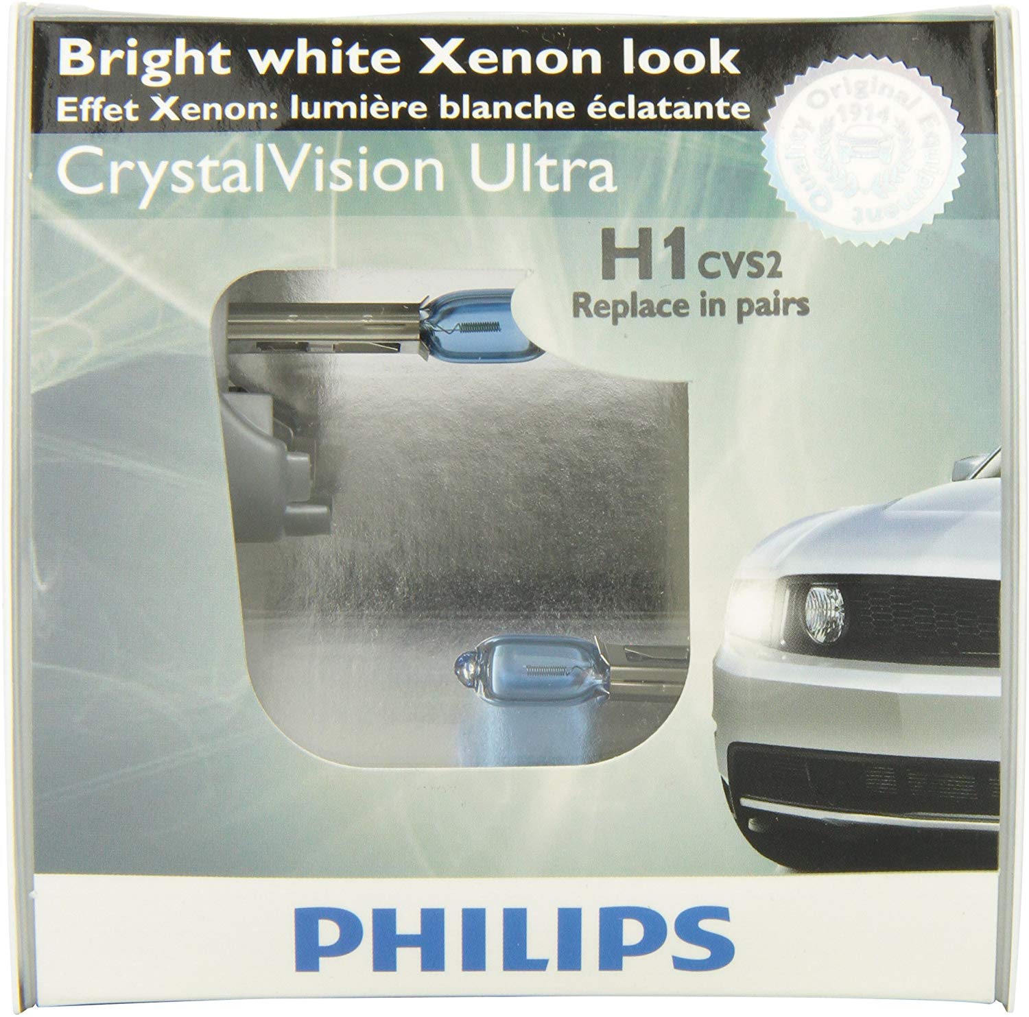 Philips H1 CrystalVision ultra Upgrade Headlight Bulb (Pack of 2)