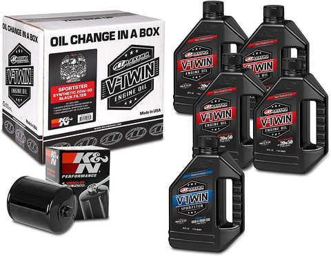 Maxima Racing Oils Black 90-119015B Sportster Synthetic 20W-50 Filter Complete Oil Change Kit, 160. Fluid_Ounces