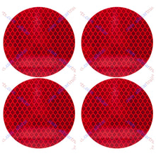 3" Inch Round DOT-SAE Amber/Red High Visibility Reflective Stick-On Prism Reflector | Strong Adhesive/Weatherproof | Trailer Camper RV Flatbed Fender Property Boat Marine (Red, Qty 4)