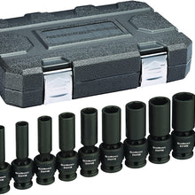 GEARWRENCH 10 Pc. 1/2" Drive 6 Point Deep Universal Impact SAE Socket Set - 84943N, Black