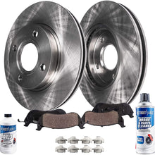 Detroit Axle - Pair (2) Front Disc Brake Kit Rotors w/Ceramic Pads w/Hardware & Brake Kit Cleaner & Fluid for 1991-1998 1999 2000 2001 2002 Saturn SC SC1 SC2 SL SL1 SL2 SW SW1 SW2