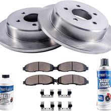 Detroit Axle - Rear Brake Kit Rotors Set & Brake Kit Pads w/Clips Hardware Kit & Brake Kit CLEANER & FLUID INCLUDED Premium GRADE for 2007-2012 Lexus ES350 - [2008-2012 Avalon] - 2007-2011 Camry