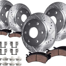 Detroit Axle - 325mm Front Rear Drilled & Slotted Brake Rotors Ceramic Pads for 2006-2007 Buick Rainier - [2006-09 Chevy Trailblazer] - 06-09 GMC Envoy - [06-09 Saab 9-7X] - See fitment
