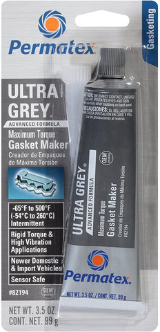 Permatex 82194 Ultra Grey Rigid High-Torque RTV Silicone Gasket Maker, 3.5 oz.