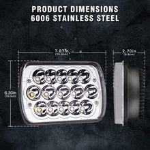 Yorkim 5x7 LED Headlights H6054 Headlight 7x6 inch Sealed Beam Square Headlamp with High Low Beam Dot Lights for Jeep Wrangler YJ Cherokee XJ 6054 H5054 H6054LL 6052 6053, Pack of 2