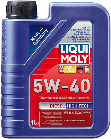Liqui Moly (1331) 5W-40 Synthetic Blend High Tech Diesel Engine Oil - 1 Liter Bottle