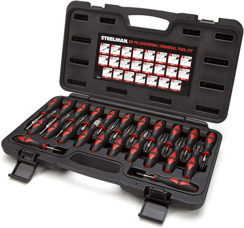 23-Piece Universal Terminal Tool Kit for Auto Technicians by Steelman, Safely Remove Wires from Terminal Block Without Damage, Variety of Blade Styles