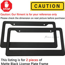 Mega Racer (Set of 2) JDM Style Matte Black License Plate Frame (Front and Rear) Plastic Cover Holder Tag Auto Car Truck SUV RV Van