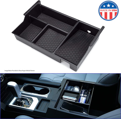 MX Auto Accessories - Center Console Organizer Compatible with The Toyota Tundra & Sequoia (2007-2019) - Made in The USA. Years (07-13) Organizer Will not fit Flush to Front Edge of Console as Shown.