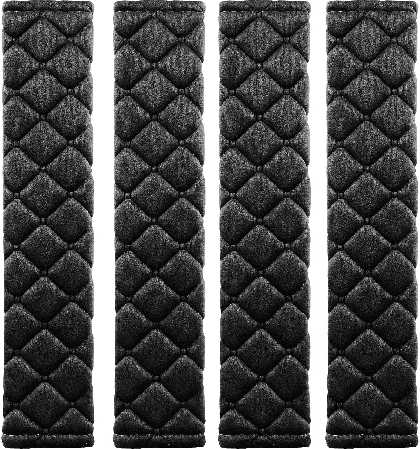 MIKAFEN 4 Pack Universal Car Seat Belt Pads, Adult Seat Belt Shoulder Strap Covers Harness Pad for Car/Bag,Soft Comfort Helps Protect You Neck Shoulder from The Seat Belt Rubbing（Black）