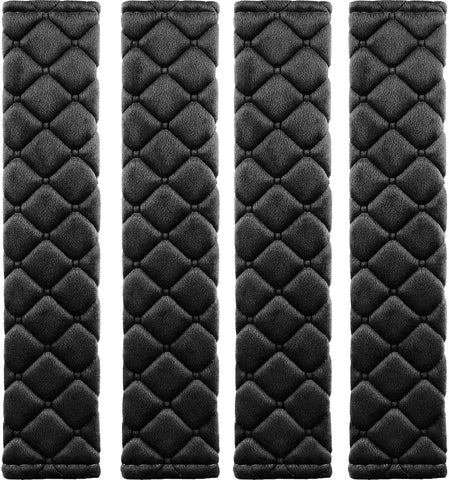 MIKAFEN 4 Pack Universal Car Seat Belt Pads, Adult Seat Belt Shoulder Strap Covers Harness Pad for Car/Bag,Soft Comfort Helps Protect You Neck Shoulder from The Seat Belt Rubbing（Black）