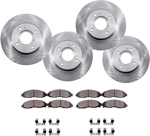 Detroit Axle - All (4) Front and Rear Disc Brake Kit Rotors w/Ceramic Pads w/Hardware for 1993 1994 1995 1996 1997 1998 1999 2001 Nissan Altima - [1999-2001 G20]