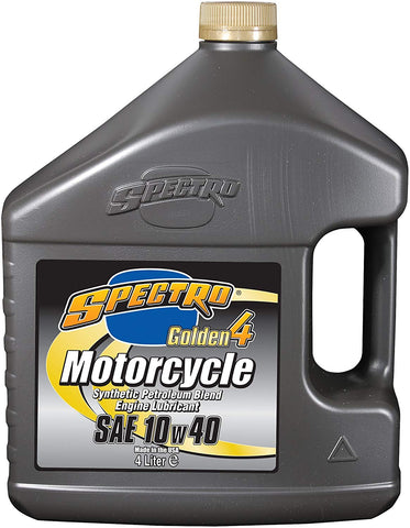 Spectro Golden 4 Synthetic Petroleum Blend Motorcycle Engine Lubricant 10w40 Oil - 4 Liters