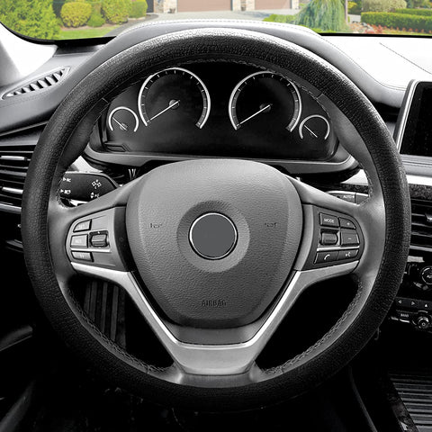 FH Group FH3001BLACK Black Steering Wheel Cover (Silicone Snake Pattern Massaging grip in Color-Fit Most Car Truck Suv or Van)