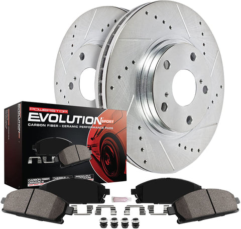 Power Stop K6963 Rear Brake Kit with Drilled/Slotted Brake Rotors and Z23 Evolution Ceramic Brake Pads