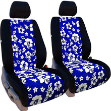 Front Seats: ShearComfort Custom Hawaiian Seat Covers for Toyota Corolla (2020-2020) in Black w/Black for Buckets w/Adjustable Headrests (LE Model)