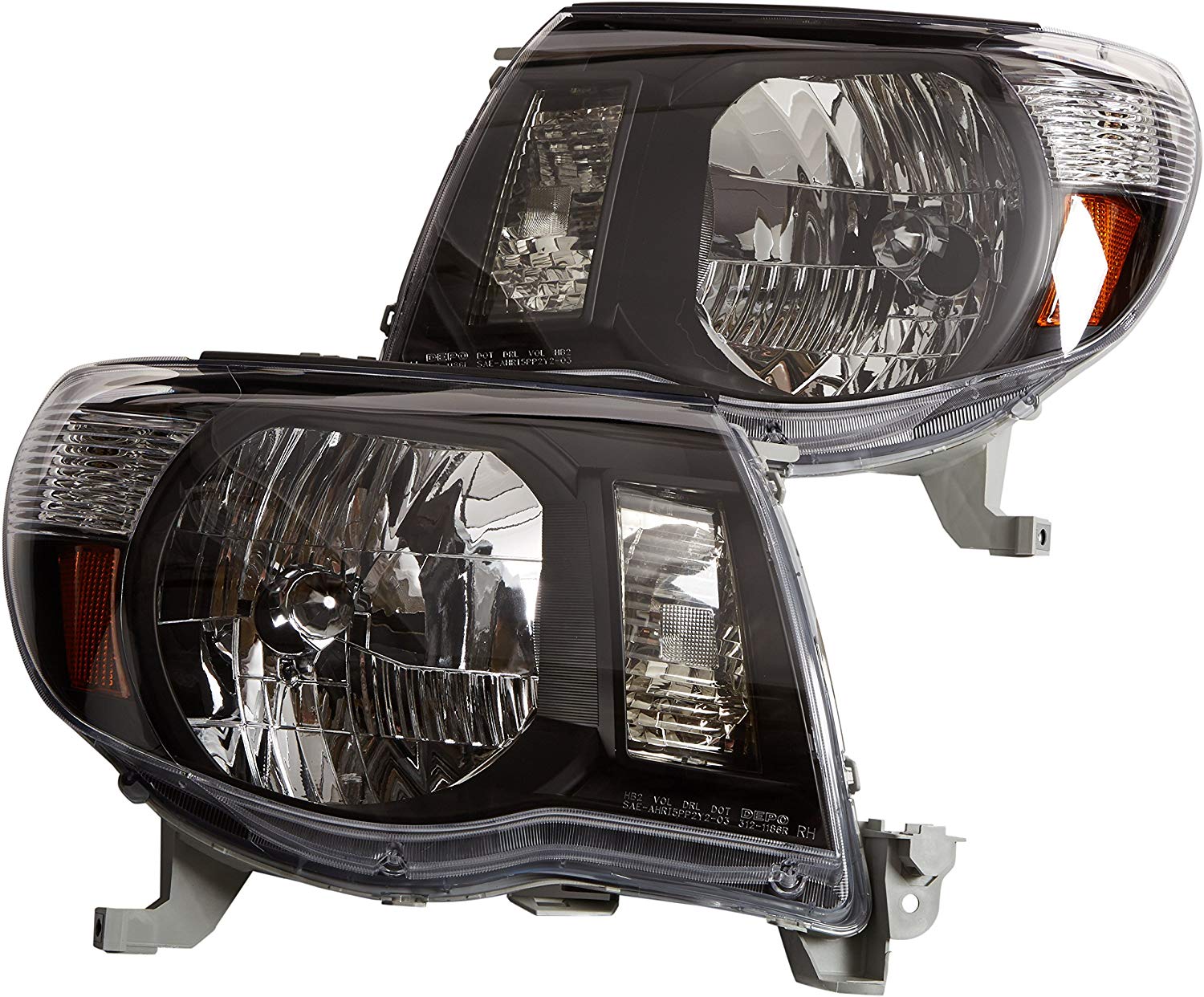 Depo 312-1186P-US2 Toyota Tacoma Headlight with Black Bezel, One Pair