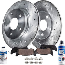 Detroit Axle - Rear 260mm Drilled and Slotted Disc Brake Kit Rotors w/Ceramic Pads w/Hardware & Brake Kit Cleaner & Fluid for 2003 2004 2005 2006 2007 Honda Accord Coupe Sedan - [2003-2008 Acura TSX]
