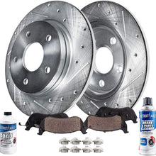 Detroit Axle - Pair (2) Rear Drilled and Slotted Disc Brake Kit Rotors w/Ceramic Pads w/Hardware & Brake Kit Cleaner & Fluid for 2010 2011 2012 2013 Kia Forte/Forte Koup