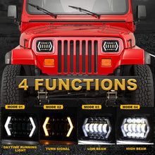 7x6" inch Halo LED Headlights, OVOTOR 5x7 inch Square LED Headlamp with Arrow Angel Eyes DRL Turn Signal Light Replaces H6054 H5054 H6054LL 69822 Fit Trucks Jeep Wrangler XJ YJ Sedans GMC