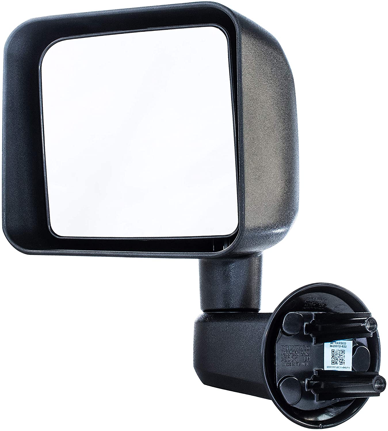 Dependable Direct Left Driver Side Textured Manual Operated Non-Heated Folding Mirror for 2007-2016 Jeep Wrangler - Parts Link # CH1320271