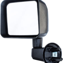 Dependable Direct Left Driver Side Textured Manual Operated Non-Heated Folding Mirror for 2007-2016 Jeep Wrangler - Parts Link # CH1320271