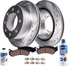 Detroit Axle - Pair (2) Front Drilled & Slotted Disc Brake Kit Rotors w/Ceramic Pads for 2009-2012 Ford F-250 Super Duty 4WD - [2010 F-350 Super Duty 4WD SRW] - 2011 F-350 Super Duty 4WD