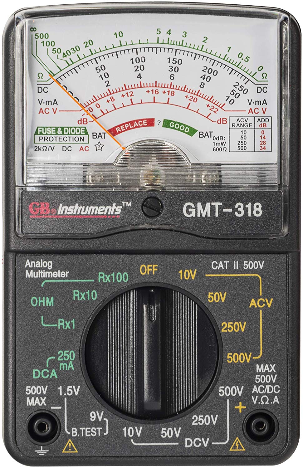 Gardner Bender GMT-318 Analog Multimeter, 6 Function, 14 Range, AC / DC Volt