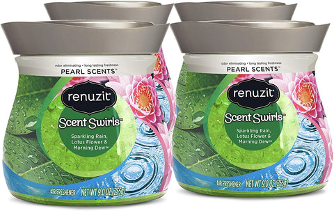 Renuzit Pearl Scents Air Freshener, Sparkling Rain, Lotus Flower & Morning Dew, 9 Ounces (4 Count)