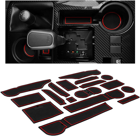 CupHolderHero for Toyota 4Runner 2010-2020 Custom Liner Accessories – Premium Cup Holder, Console, and Door Pocket Inserts 27-pc Set (2 Rows of Seats) (Red Trim)