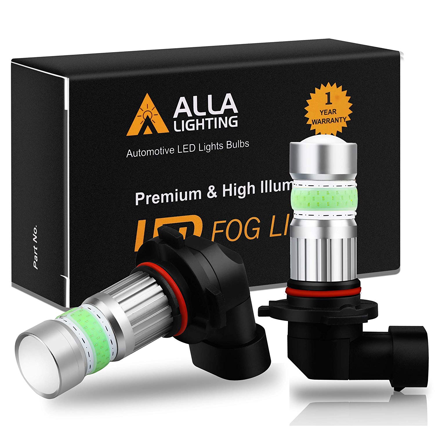 Alla Lighting 2800lm H10 9145 LED Lights Bulbs 8000K Ice Blue Xtreme Super Bright Fog Light COB-72 PY20D 9140 9155 9040 9045 Replacement