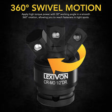 LEXIVON Premium Impact Universal Joint Socket Swivel Set | 3-Piece Ball Spring Design 1/2", 3/8", and 1/4" U-Joint Drive | Cr-Mo Steel = Fully Impact Grade (LX-113)